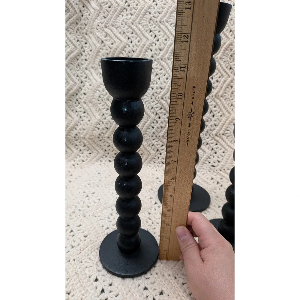 IKEA BESTIGA Black Bubble Taper Candle Holder Set of 3 Cast Aluminum Modern